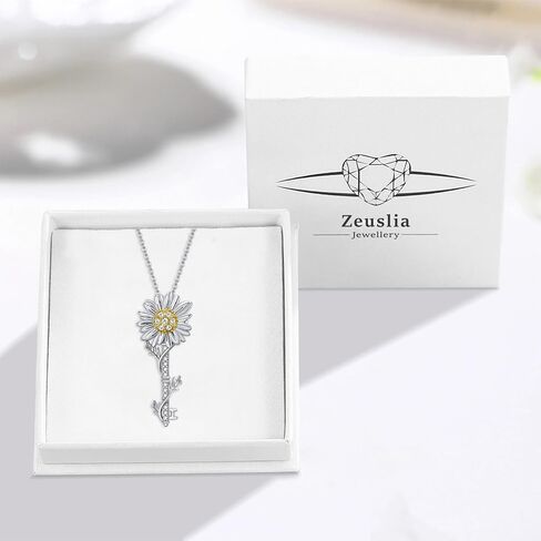 Key Necklace for Women 925 Sterling Silver Tree of Life/Daisy/Rose/Sunflower Necklace Key Pendant Jewelry Gifts for Women with 18"+2" Cable Chain in Saudi Arabia