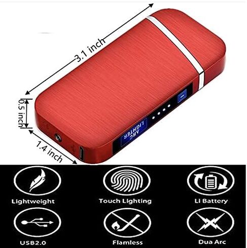 Electric Arc Lighter Windproof Flameless Lighter USB Rechargeable Butane Free Plasma Lighter for Cigarette, Candle, Outdoor, Indoor with LED Display Power (Blue) in Saudi Arabia