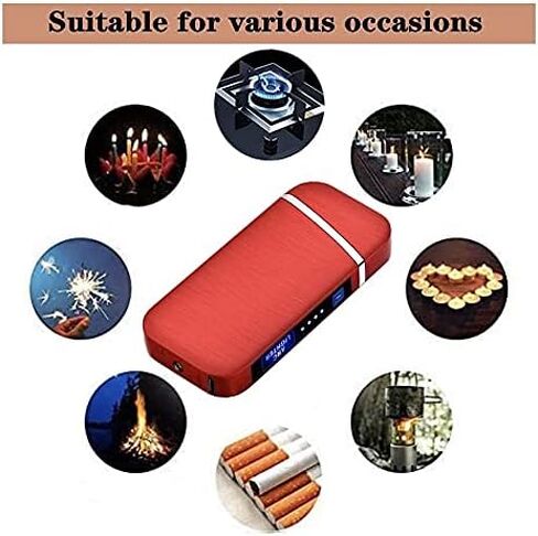 Electric Arc Lighter Windproof Flameless Lighter USB Rechargeable Butane Free Plasma Lighter for Cigarette, Candle, Outdoor, Indoor with LED Display Power (Blue) in Saudi Arabia