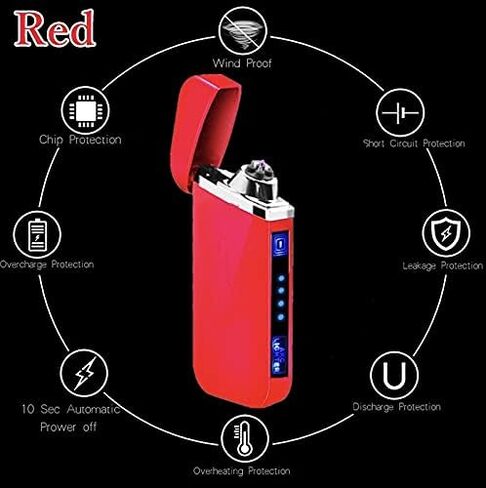Electric Arc Lighter Windproof Flameless Lighter USB Rechargeable Butane Free Plasma Lighter for Cigarette, Candle, Outdoor, Indoor with LED Display Power (Blue) in Saudi Arabia
