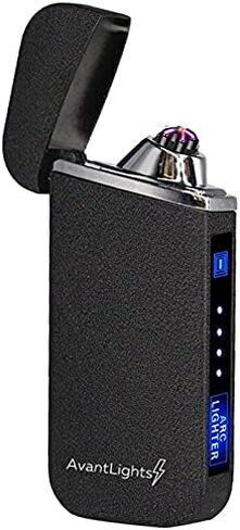 Electric Arc Lighter Windproof Flameless Lighter USB Rechargeable Butane Free Plasma Lighter for Cigarette, Candle, Outdoor, Indoor with LED Display Power (Blue) in Saudi Arabia