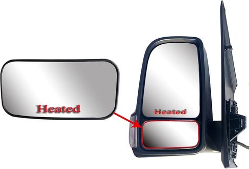Replacement Door Side Driver Left Upper Main Mirror Glass Heated with Back Plate fit Mercedes Freightliner Sprinter from 2019-Onward in Saudi Arabia