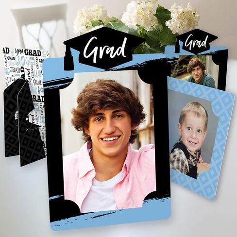 Big Dot of Happiness Black and White Graduation Party Centerpieces - 4x6 Picture Display - Paper Photo Frames - Set of 12 in Saudi Arabia