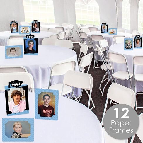 Big Dot of Happiness Black and White Graduation Party Centerpieces - 4x6 Picture Display - Paper Photo Frames - Set of 12 in Saudi Arabia