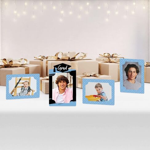 Big Dot of Happiness Black and White Graduation Party Centerpieces - 4x6 Picture Display - Paper Photo Frames - Set of 12 in Saudi Arabia