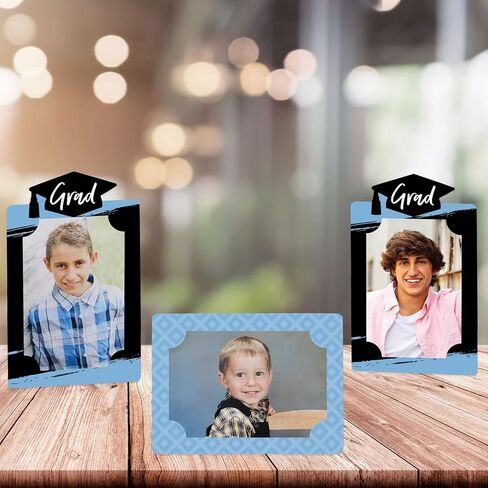 Big Dot of Happiness Black and White Graduation Party Centerpieces - 4x6 Picture Display - Paper Photo Frames - Set of 12 in Saudi Arabia
