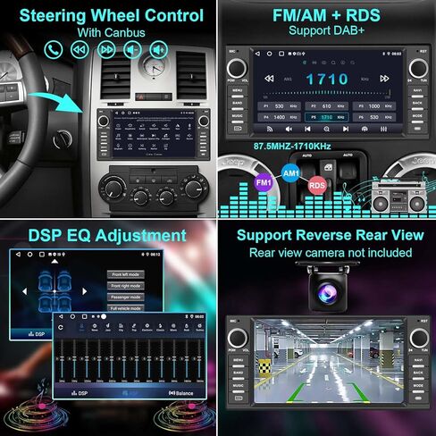 Car Stereo Car Radio for Jeep Wrangler JK Grand Cherokee Patriot Dodge Ram 1500 Caravan Compass Chrysler with Carplay/Android Auto, Bluetooth WiFi GPS Navigator SWC FM/AM, 7 Inch Touch Screen in Kuwait
