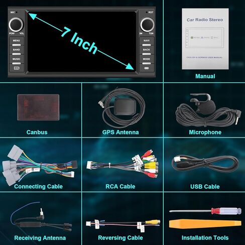 Car Stereo Car Radio for Jeep Wrangler JK Grand Cherokee Patriot Dodge Ram 1500 Caravan Compass Chrysler with Carplay/Android Auto, Bluetooth WiFi GPS Navigator SWC FM/AM, 7 Inch Touch Screen in Kuwait