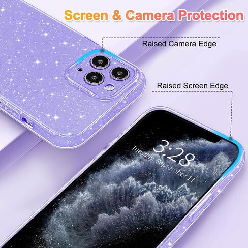 Hython Case for iPhone 11 Pro Case Glitter Cute Sparkly Shiny Bling Sparkle Phone Cases 5.8", Thin Slim Fit Soft TPU Bumper Shockproof Rubber Protective Cover for Women Girls Girly, Black in Saudi Arabia
