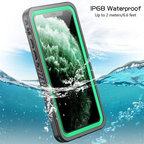متوافق مع حافظة iPhone 11 المقاومة للماء، واقي شاشة مدمج لكامل الجسم ممتص للصدمات وغطاء محكم الغلق مقاوم للصدمات والغبار ومقاوم للماء لهاتف iPhone 11 6.1 بوصة (أسود/شفاف) in Saudi Arabia