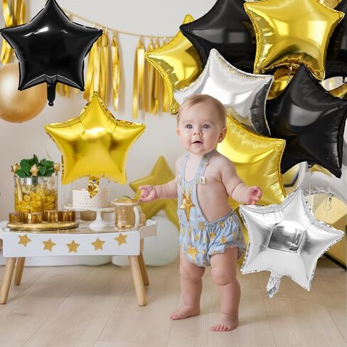 Blue Silver Star Balloons,10Pcs Black Silver Star Shaped Foil Balloons,18Inch Dark Blue Helium Mylar Balloons for Graduation,Brithday,Anniversary,Wedding Party Decorations in Saudi Arabia