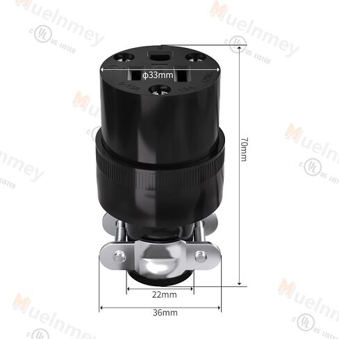1PCS Extension Cord Ends Electrical Replacement Connector NEMA 5-15R 15A 125V Black Shell 2 Pole 3 Wire Grounding Female Straight Blade Electric Plug Replacement Power Cord Socket,UL Listed. in Saudi Arabia