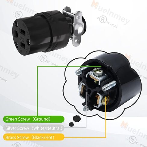 1PCS Extension Cord Ends Electrical Replacement Connector NEMA 5-15R 15A 125V Black Shell 2 Pole 3 Wire Grounding Female Straight Blade Electric Plug Replacement Power Cord Socket,UL Listed. in Saudi Arabia