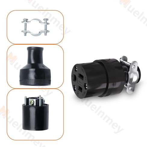1PCS Extension Cord Ends Electrical Replacement Connector NEMA 5-15R 15A 125V Black Shell 2 Pole 3 Wire Grounding Female Straight Blade Electric Plug Replacement Power Cord Socket,UL Listed. in Saudi Arabia