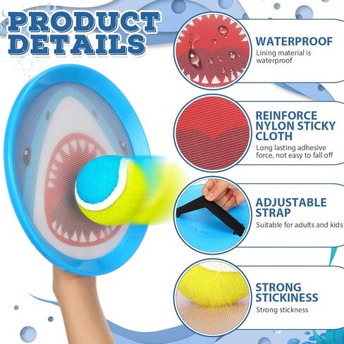 Threan 6 قطع من ألعاب القرش للرمي والالتقاط، مجموعة الكرة والالتقاط تتضمن 6 مجاذيف لصيد سمك القرش و3 كرات للرياضات الخارجية وألعاب الشاطئ وألعاب الشاطئ وألعاب التخييم وألعاب كرة المجداف للأطفال والأسرة in Kuwait