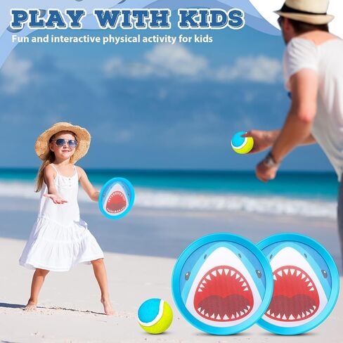 Threan 6 قطع من ألعاب القرش للرمي والالتقاط، مجموعة الكرة والالتقاط تتضمن 6 مجاذيف لصيد سمك القرش و3 كرات للرياضات الخارجية وألعاب الشاطئ وألعاب الشاطئ وألعاب التخييم وألعاب كرة المجداف للأطفال والأسرة in Kuwait