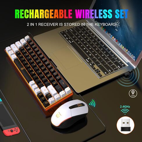 Snpurdiri 60% Wireless Gaming Keyboard and Mouse Combo, Black in Kuwait