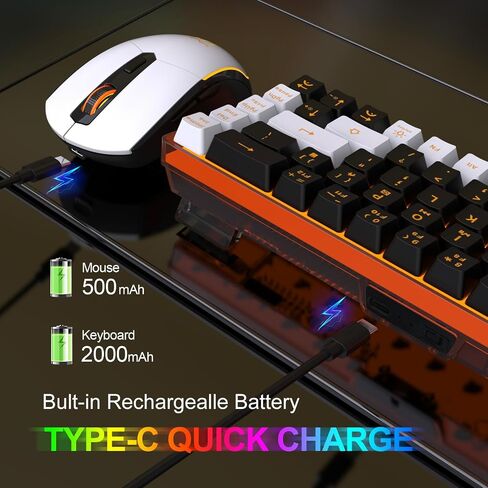 Snpurdiri 60% Wireless Gaming Keyboard and Mouse Combo, Black in Kuwait