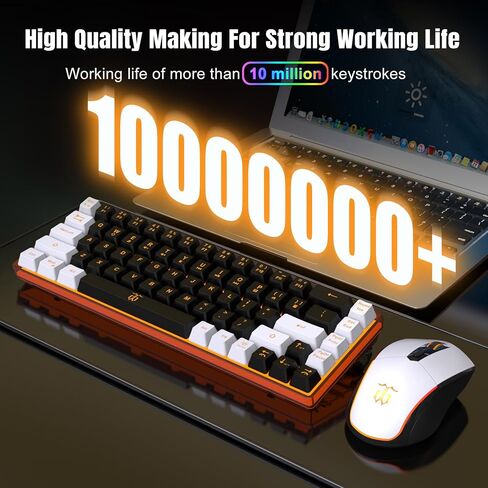Snpurdiri 60% Wireless Gaming Keyboard and Mouse Combo, Black in Kuwait