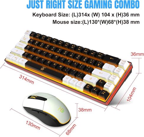 Snpurdiri 60% Wireless Gaming Keyboard and Mouse Combo, Black in Kuwait