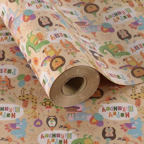 Aimyoo Farm Animals Kids Kraft Birthday Wrapping Paper Jumbo Roll, Baby Barn Animal Gift Wrap Paper 17 in x 32 ft in Saudi Arabia