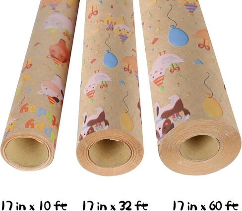 Aimyoo Farm Animals Kids Kraft Birthday Wrapping Paper Jumbo Roll, Baby Barn Animal Gift Wrap Paper 17 in x 32 ft in Saudi Arabia