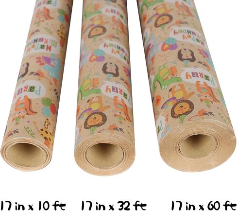 Aimyoo Farm Animals Kids Kraft Birthday Wrapping Paper Jumbo Roll, Baby Barn Animal Gift Wrap Paper 17 in x 32 ft in Saudi Arabia