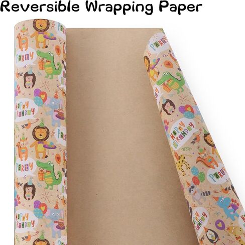 Aimyoo Farm Animals Kids Kraft Birthday Wrapping Paper Jumbo Roll, Baby Barn Animal Gift Wrap Paper 17 in x 32 ft in Saudi Arabia