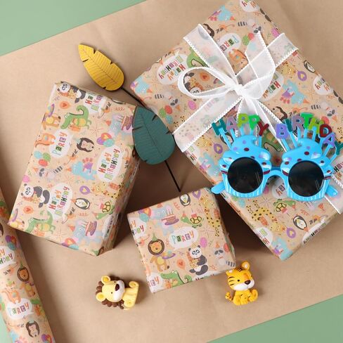 Aimyoo Farm Animals Kids Kraft Birthday Wrapping Paper Jumbo Roll, Baby Barn Animal Gift Wrap Paper 17 in x 32 ft in Saudi Arabia