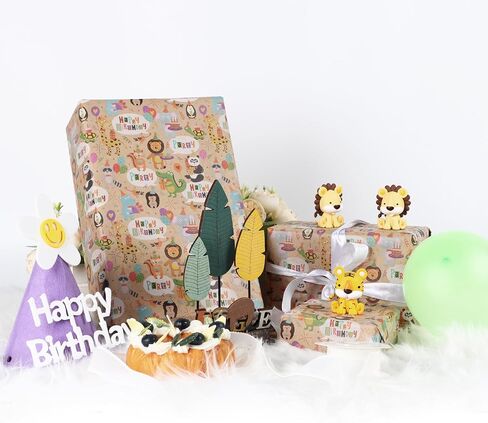 Aimyoo Farm Animals Kids Kraft Birthday Wrapping Paper Jumbo Roll, Baby Barn Animal Gift Wrap Paper 17 in x 32 ft in Saudi Arabia