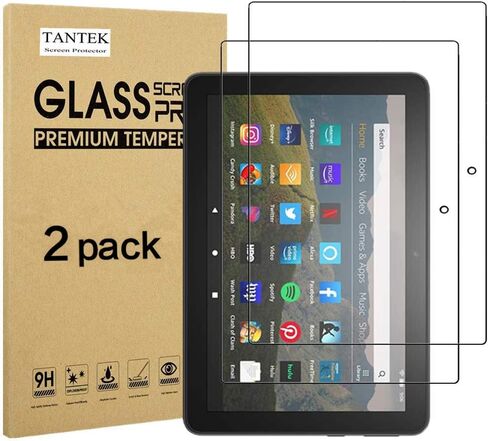 TANTEK [2-Pack Screen Protector for All-New Fire HD 8/HD 8 Plus/HD 8 Kids (10th gen, 2020 release),8-Inch,Tempered Glass Film,Ultra Clear,Anti Scratch,Bubble Free in Kuwait