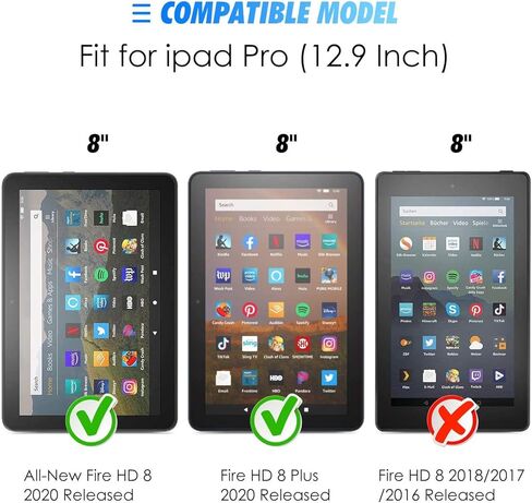TANTEK [2-Pack Screen Protector for All-New Fire HD 8/HD 8 Plus/HD 8 Kids (10th gen, 2020 release),8-Inch,Tempered Glass Film,Ultra Clear,Anti Scratch,Bubble Free in Kuwait