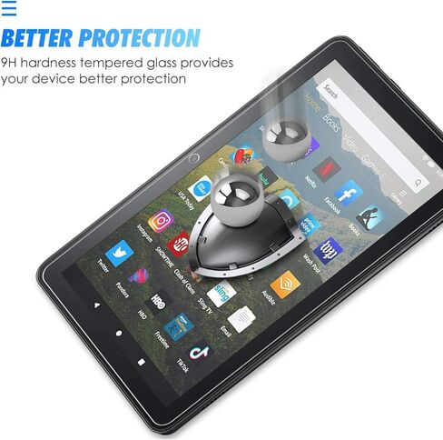 TANTEK [2-Pack Screen Protector for All-New Fire HD 8/HD 8 Plus/HD 8 Kids (10th gen, 2020 release),8-Inch,Tempered Glass Film,Ultra Clear,Anti Scratch,Bubble Free in Kuwait