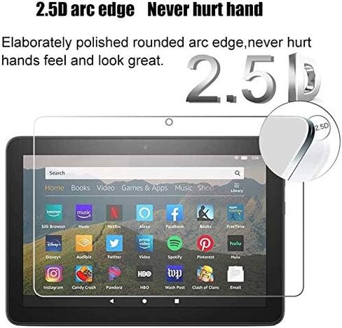 TANTEK [2-Pack Screen Protector for All-New Fire HD 8/HD 8 Plus/HD 8 Kids (10th gen, 2020 release),8-Inch,Tempered Glass Film,Ultra Clear,Anti Scratch,Bubble Free in Kuwait