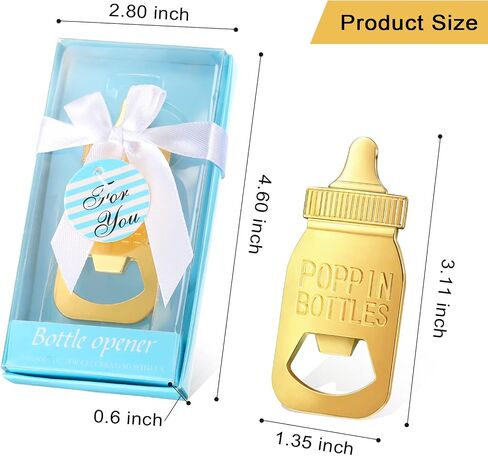 30 Pieces Baby Shower Bottle Opener Party Favor for Guest Popping Baby Bottle Shaped Opener Baby Girl Boy Birthday Wedding Gender Reveal Party Souvenirs Return Gifts (Blue) in Saudi Arabia