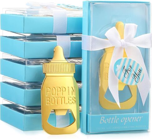 30 Pieces Baby Shower Bottle Opener Party Favor for Guest Popping Baby Bottle Shaped Opener Baby Girl Boy Birthday Wedding Gender Reveal Party Souvenirs Return Gifts (Blue) in Saudi Arabia