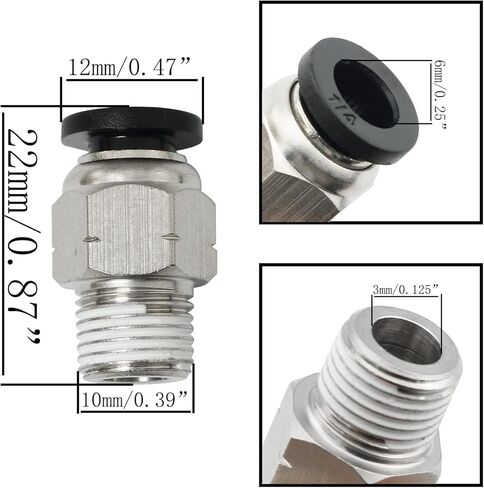 5PCS Push to Connect Fitting, 1/4'' Tube OD x 1/8'' NPT Thread Male Straight Pneumatic Air Fitting Push to Connect Fittings, Silver in Saudi Arabia