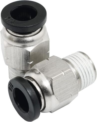 5PCS Push to Connect Fitting, 1/4'' Tube OD x 1/8'' NPT Thread Male Straight Pneumatic Air Fitting Push to Connect Fittings, Silver in Saudi Arabia