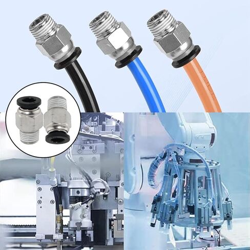 5PCS Push to Connect Fitting, 1/4'' Tube OD x 1/8'' NPT Thread Male Straight Pneumatic Air Fitting Push to Connect Fittings, Silver in Saudi Arabia