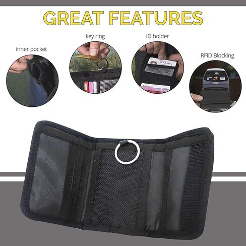 محفظة Bell + Howell Tac التكتيكية ثلاثية الطي رفيعة للرجال، مقاومة RFID، مقاومة للهب، محفظة أمان متعددة الأغراض - تحمل ما يصل إلى 5 بطاقات ائتمان كما تظهر على التلفزيون! in Kuwait