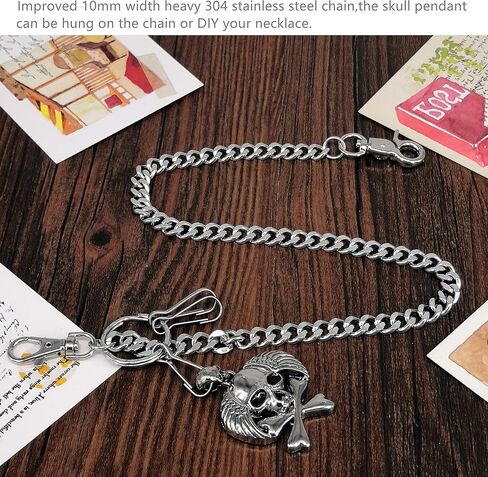 محفظة للرجال والنساء مع محفظة لراكبي الدراجات النارية بسلسلة من الجلد الطبيعي ثنائية الطي in Kuwait