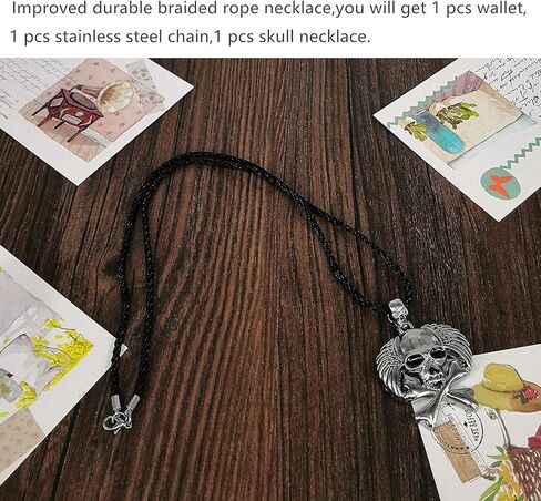 محفظة للرجال والنساء مع محفظة لراكبي الدراجات النارية بسلسلة من الجلد الطبيعي ثنائية الطي in Kuwait