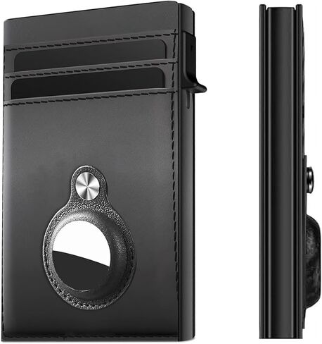 One-click Pop-Up Wallet with Airtag Holder | RFID-Blocking Credit Card Wallet | Minimalist Business Card Holder | Airtag Slot | ID Window | Slim & Carbon Fiber | Smart Edge Wallet for Man (NO AIRTAG) in Saudi Arabia