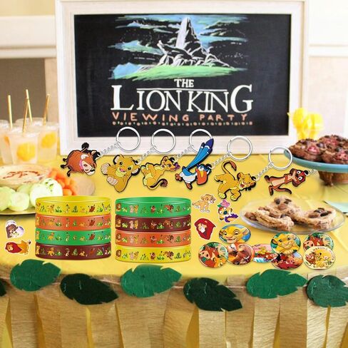 86 قطعة من مجموعة هدايا حفلات الأسد الملك الكرتونية، ملصقات سلسلة مفاتيح من السيليكون لسوار أسد الغابة الملك، أزرار لمستلزمات حفلات أعياد الميلاد من أجل الأسد الملك، حشو حقيبة جودي الأسد in Kuwait