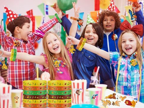 86 قطعة من مجموعة هدايا حفلات الأسد الملك الكرتونية، ملصقات سلسلة مفاتيح من السيليكون لسوار أسد الغابة الملك، أزرار لمستلزمات حفلات أعياد الميلاد من أجل الأسد الملك، حشو حقيبة جودي الأسد in Kuwait