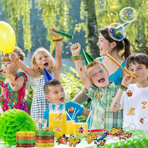 86 قطعة من مجموعة هدايا حفلات الأسد الملك الكرتونية، ملصقات سلسلة مفاتيح من السيليكون لسوار أسد الغابة الملك، أزرار لمستلزمات حفلات أعياد الميلاد من أجل الأسد الملك، حشو حقيبة جودي الأسد in Kuwait