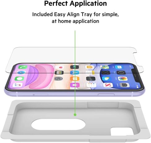 Belkin Screen Protector for Apple iPhone 11 or iPhone XR with Antimicrobial-Treated and Ion Exchange Strengthened and Included Easy Align Tray for Simple, Bubble Free Installation in Saudi Arabia
