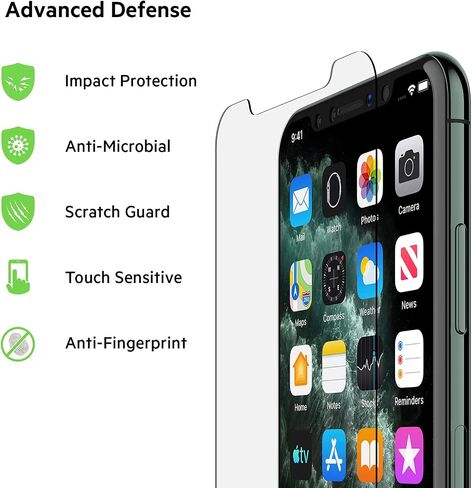 Belkin Screen Protector for Apple iPhone 11 or iPhone XR with Antimicrobial-Treated and Ion Exchange Strengthened and Included Easy Align Tray for Simple, Bubble Free Installation in Saudi Arabia