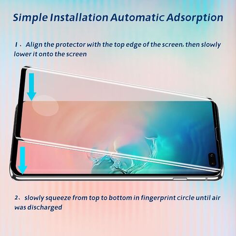 [عبوة من قطعتين] واقي شاشة Galaxy S10 Plus، زجاج مقسى منحني عالي الدقة بتغطية كاملة، فتح قفل بصمات الأصابع المتوافق، صلابة 9H، مضاد للخدش، سهل التركيب لهاتف Samsung Galaxy S10 Plus in Saudi Arabia