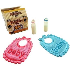 Dollhouse Miniature Nursery Accessory Set Baby Girl Boy Bibs Bottles Nappy Box